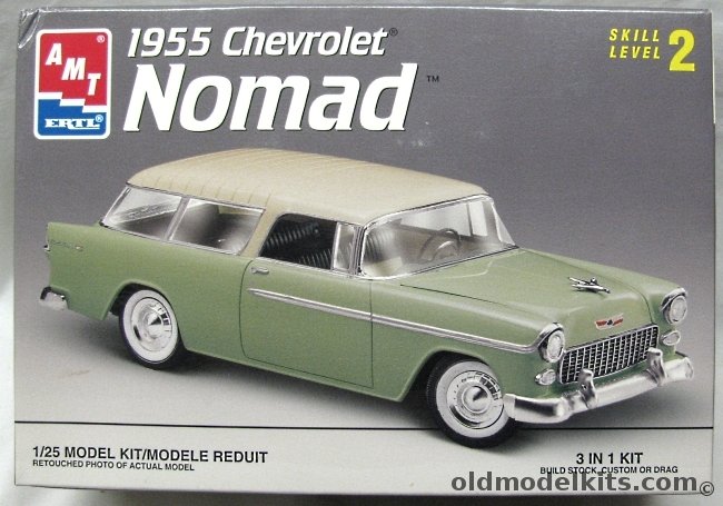 AMT 1/25 1955 Chevrolet Nomad - 3 in 1 Kit - Stock Wagon / Drag Wagon / Custom Pickup Truck - Bagged, 8320 plastic model kit